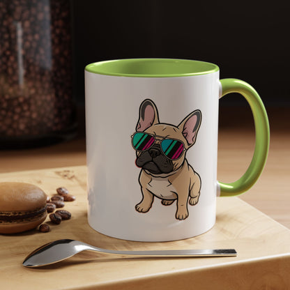 French Bulldog with Sunglasses - Color Accent Mug