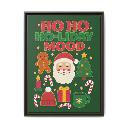Framed Canvas Art, Festive Holiday, Cheerful Wall Art for Christmas, Santa Decor, Ho Ho Ho Seasonal Gift, Holiday Mood Wall Art