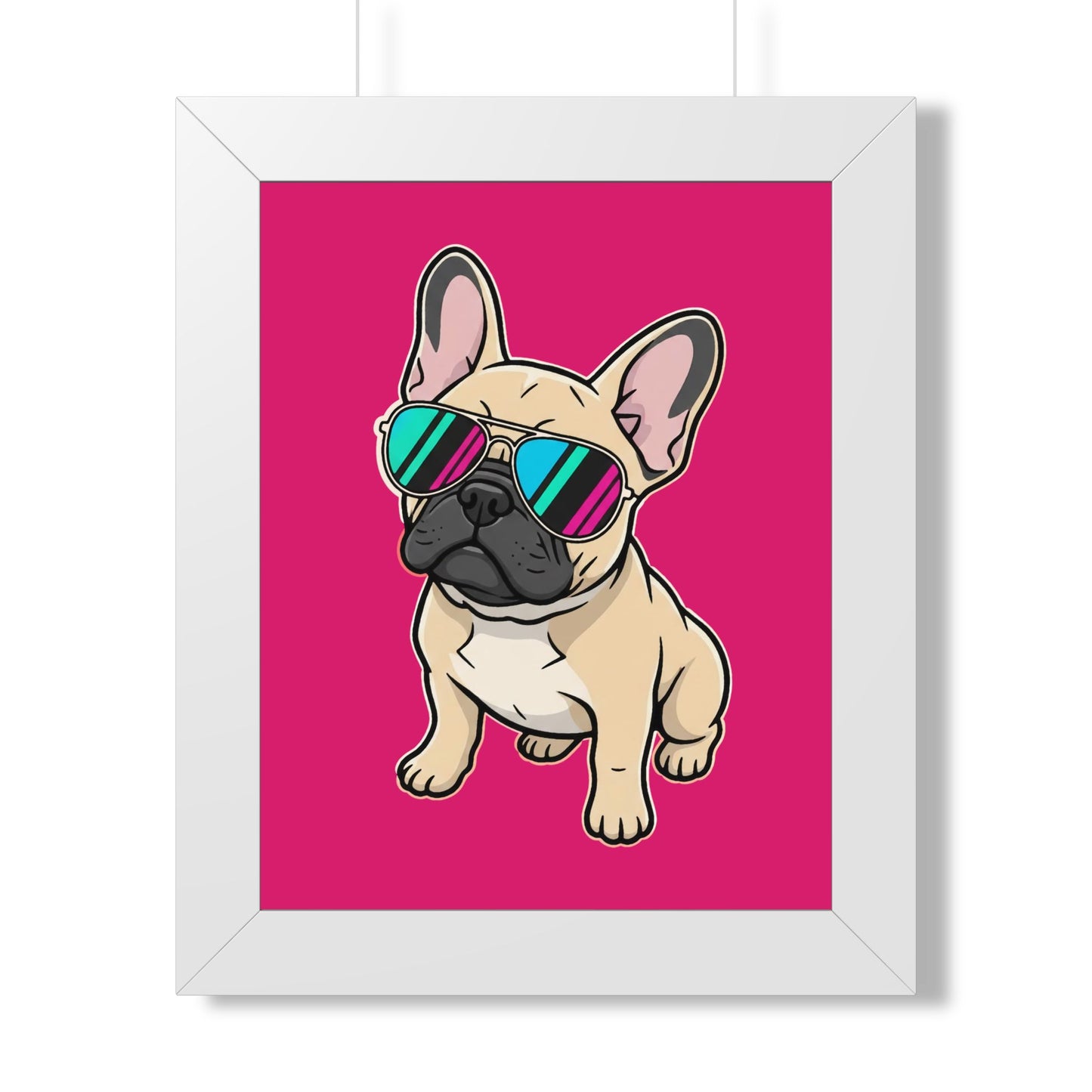 French Bulldog with Sunglasses - Framed Poster