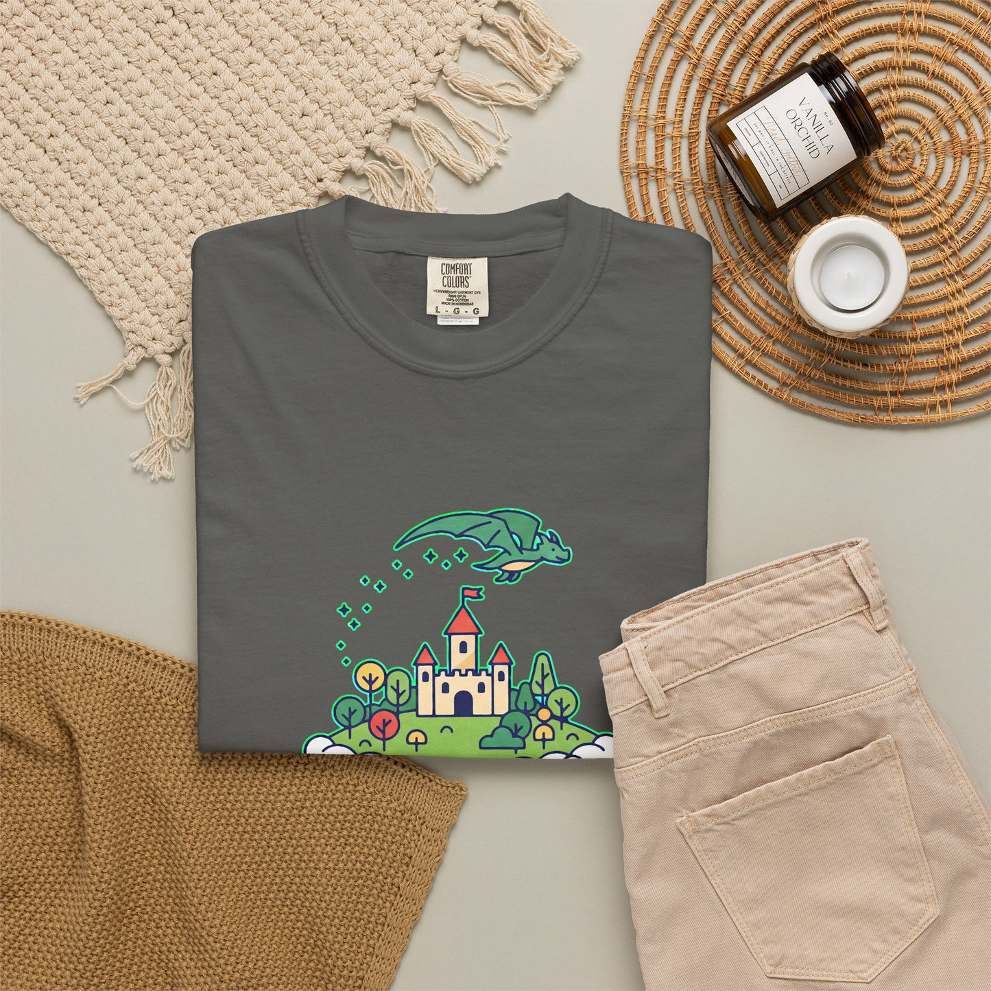 Floating Castle Dragon - Magical Fantasy Island - T-Shirt