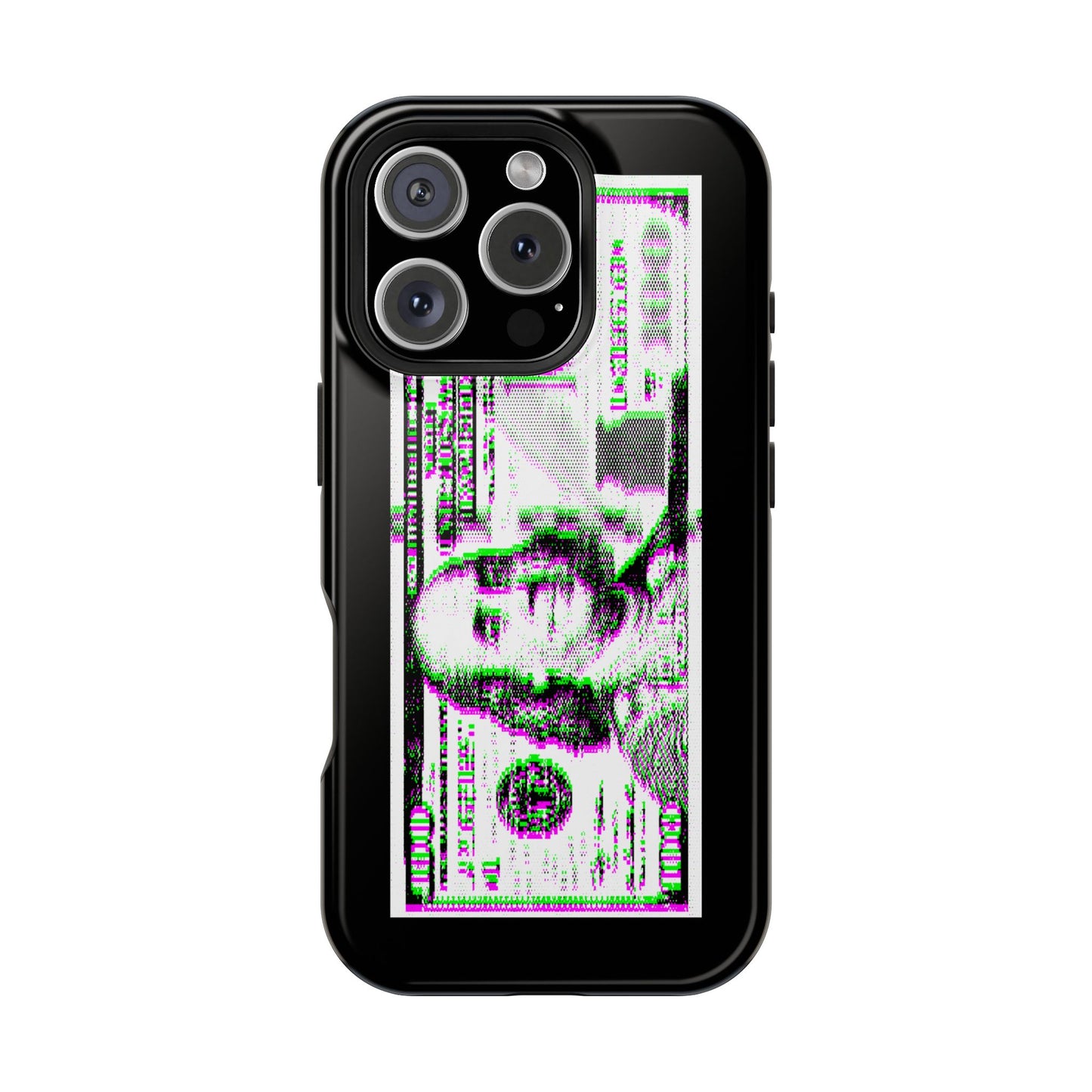100 Dollars Bill - Green/Magenta Glitch - Magnetic Phone Case