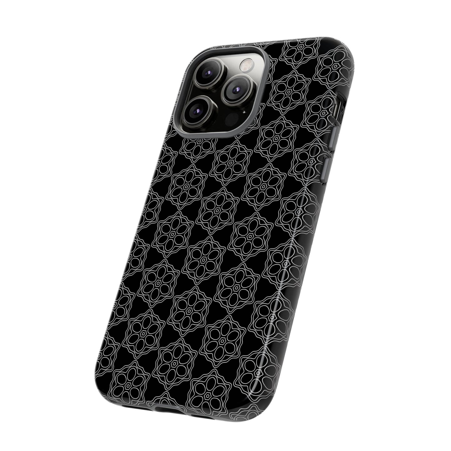 Geometric Pattern Phone Case, Dark Floral Case for Tough Protection, Stylish Smartphone Accessory, Gift for Tech Lovers, Trendy Mobile Cover