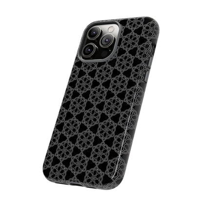 Geometric Pattern Phone Case, Dark Floral Case for Tough Protection, Stylish Smartphone Accessory, Gift for Tech Lovers, Trendy Mobile Cover