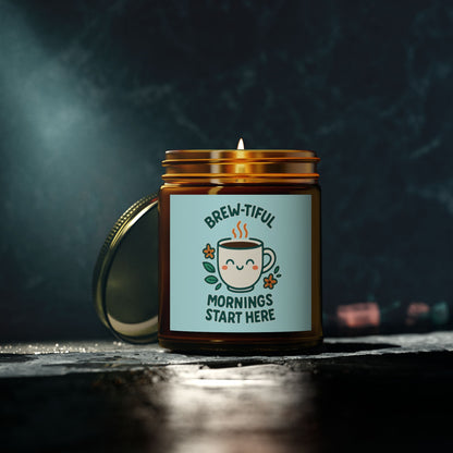 Brew-tiful Mornings Scented Candle, Coconut Apricot Wax, Relaxing Home Decor, Gift for Coffee Lovers, Cozy Atmosphere, Aromatherapy