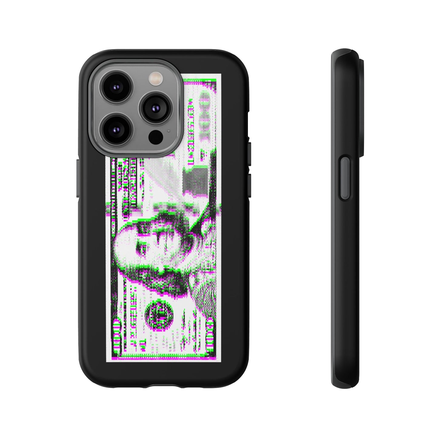 100 Dollars Bill - Green/Magenta Glitch - Phone Case