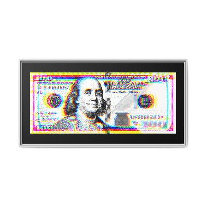 100 Dollars Bill - Neon Color Explosion - Framed Canvas