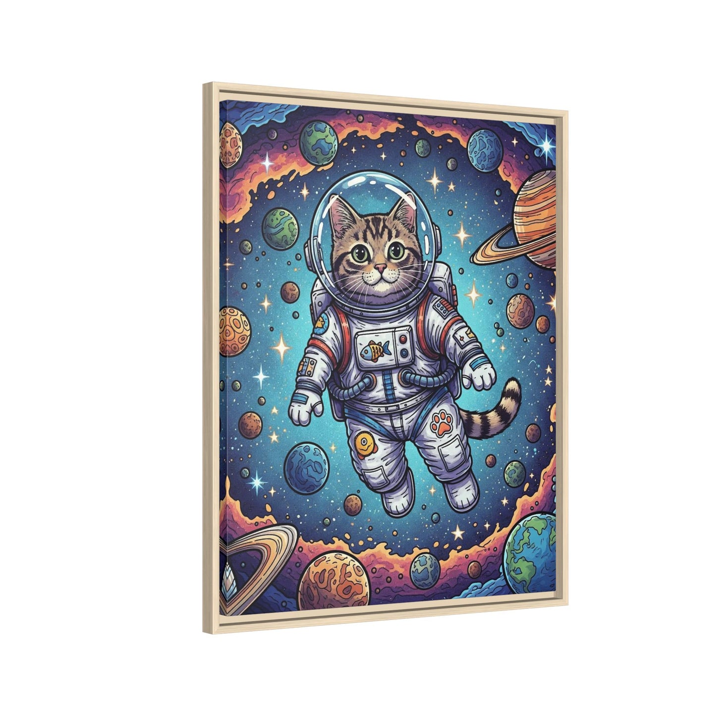 Astronaut Cat - Framed Canvas