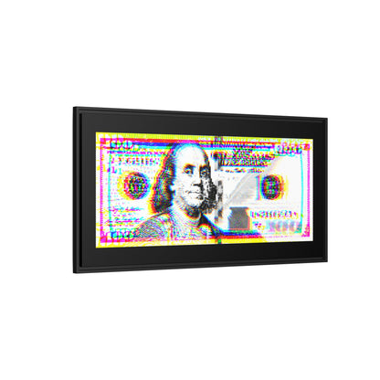 100 Dollars Bill - Neon Color Explosion - Framed Canvas