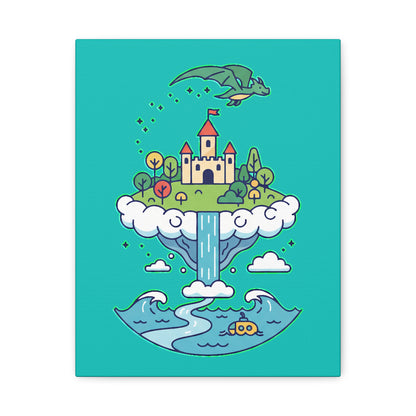 Floating Castle Dragon - Magical Fantasy Island - Canvas