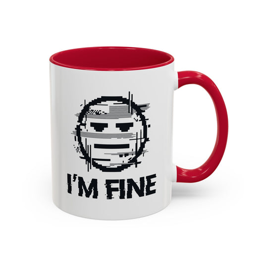 I’m Fine Glitched Smiley - Color Accent Mug