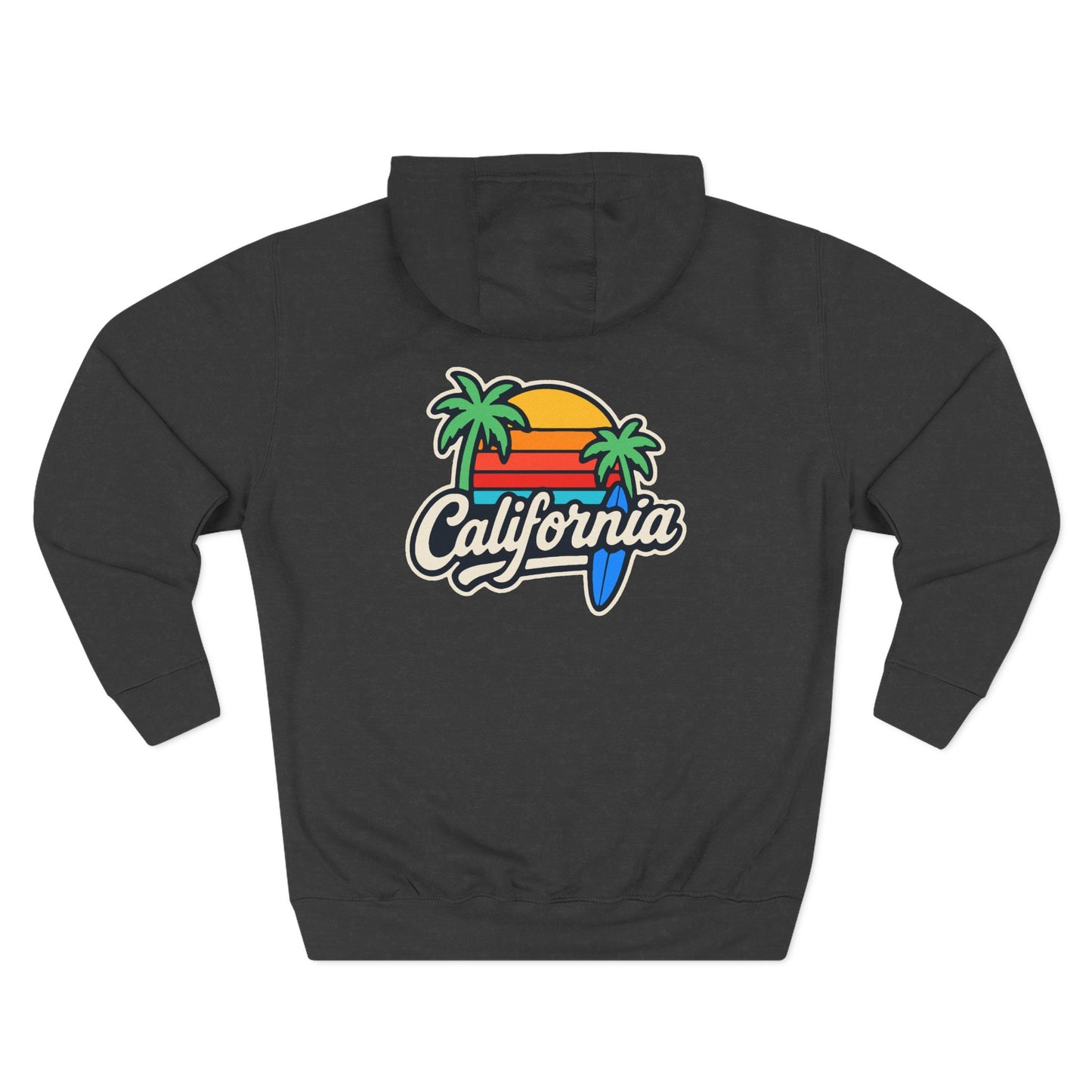 California Sunset Fleece Hoodie, Cozy Streetwear, Beach Vibes, Gift for Her, Summer Outfit, Travel Apparel