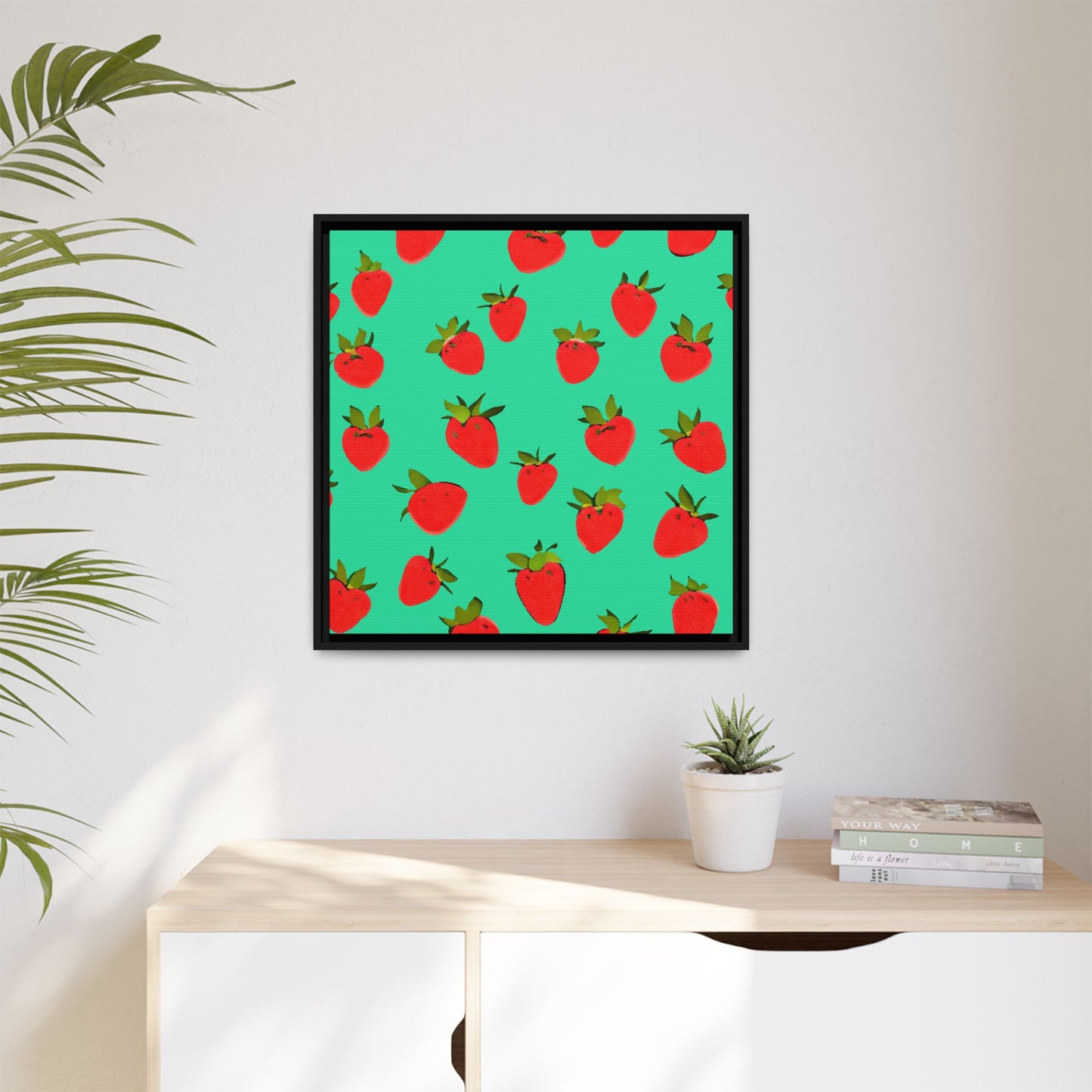 Strawberry Pattern - Framed Canvas