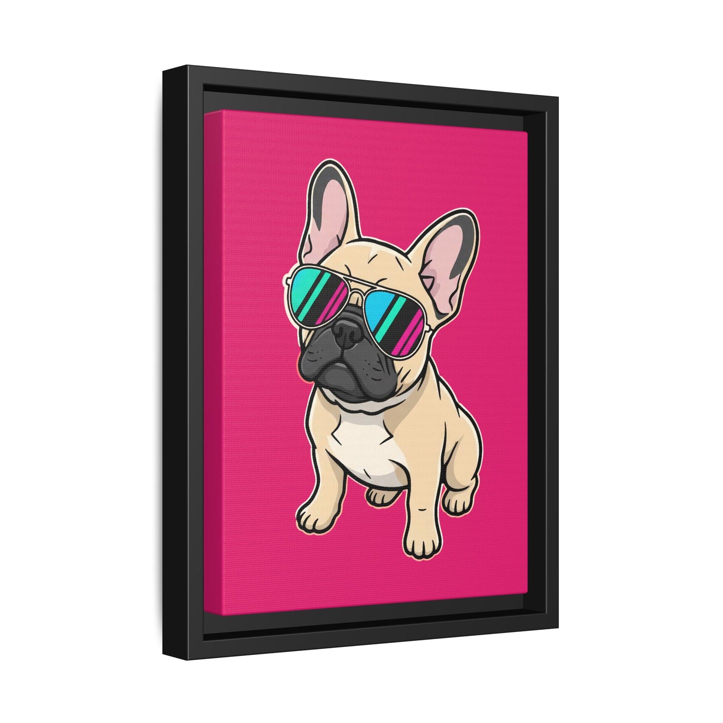 French Bulldog with Sunglasses - Framed Canvas