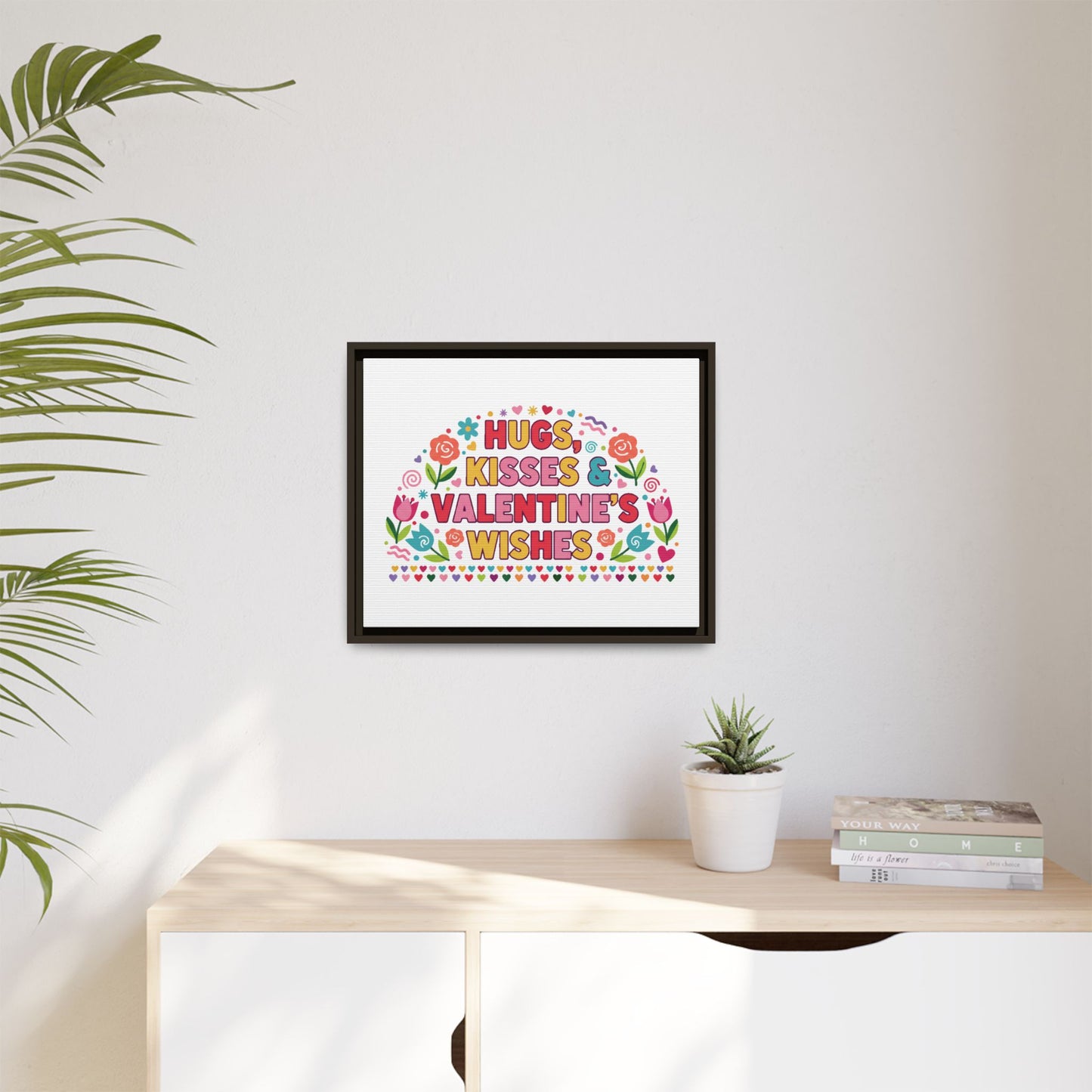 Hugs Kisses & Valentine's Wishes - Framed Canvas