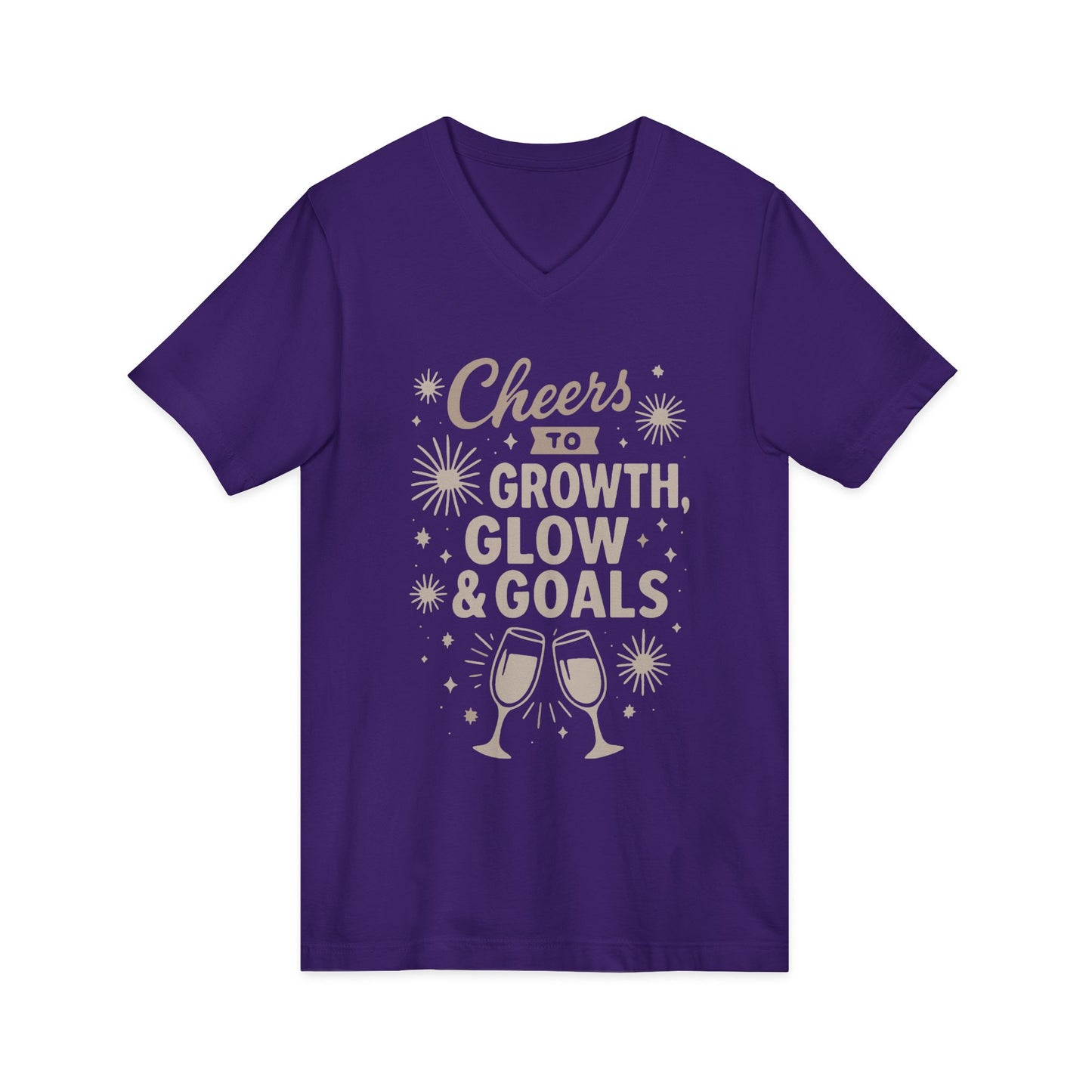 Cheers to Growth, Glow & Goals - V-Neck Tee