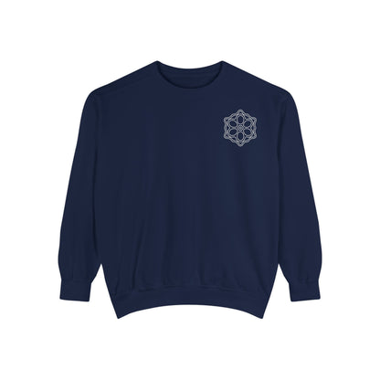 Garment-Dyed Sweatshirt with Elegant Floral Design, Cozy Unisex Sweater, Fashionable Casual Wear, Gift for Her, Perfect for Spring Style