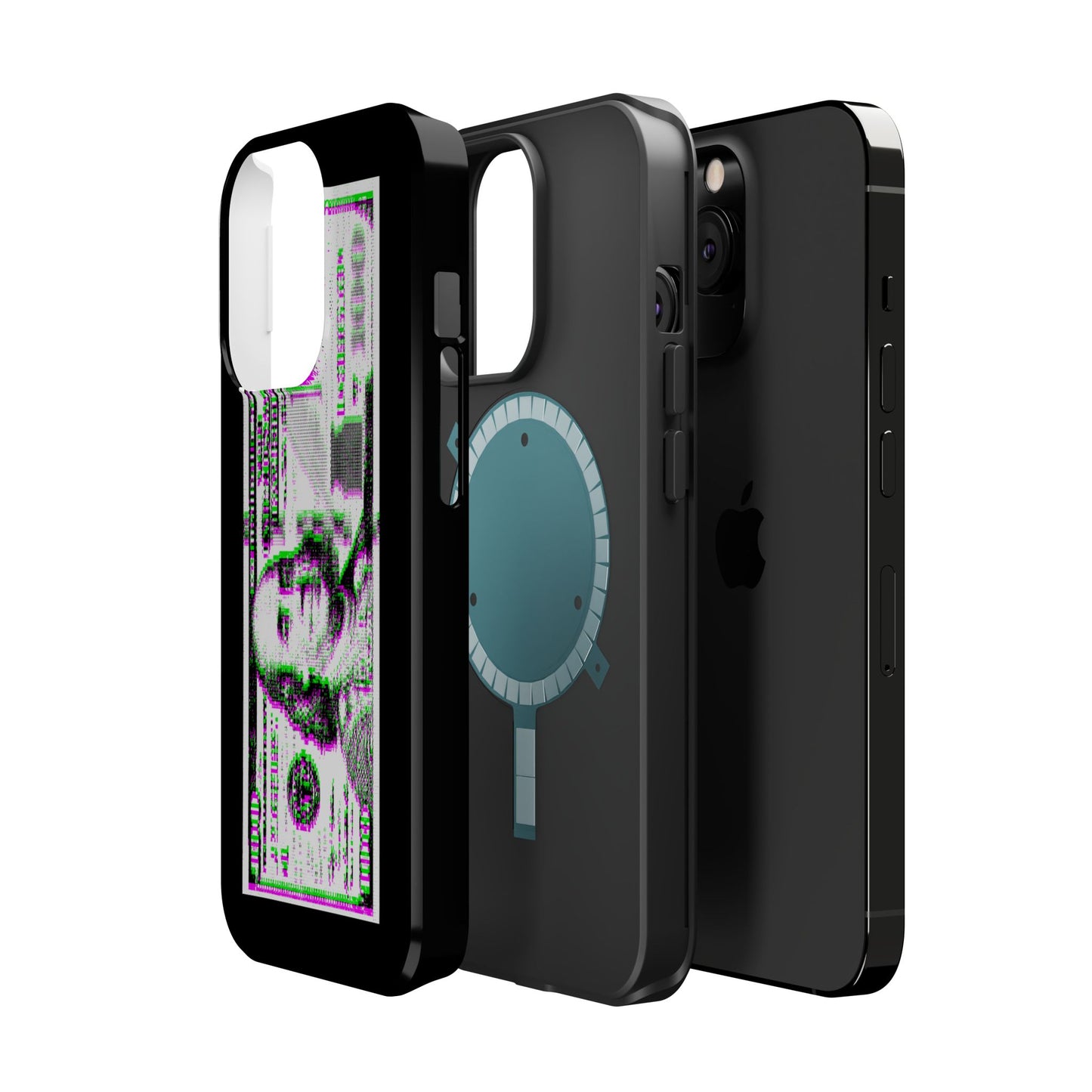 100 Dollars Bill - Green/Magenta Glitch - Magnetic Phone Case