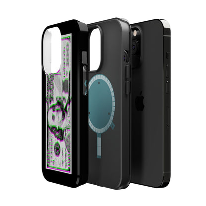 100 Dollars Bill - Green/Magenta Glitch - Magnetic Phone Case