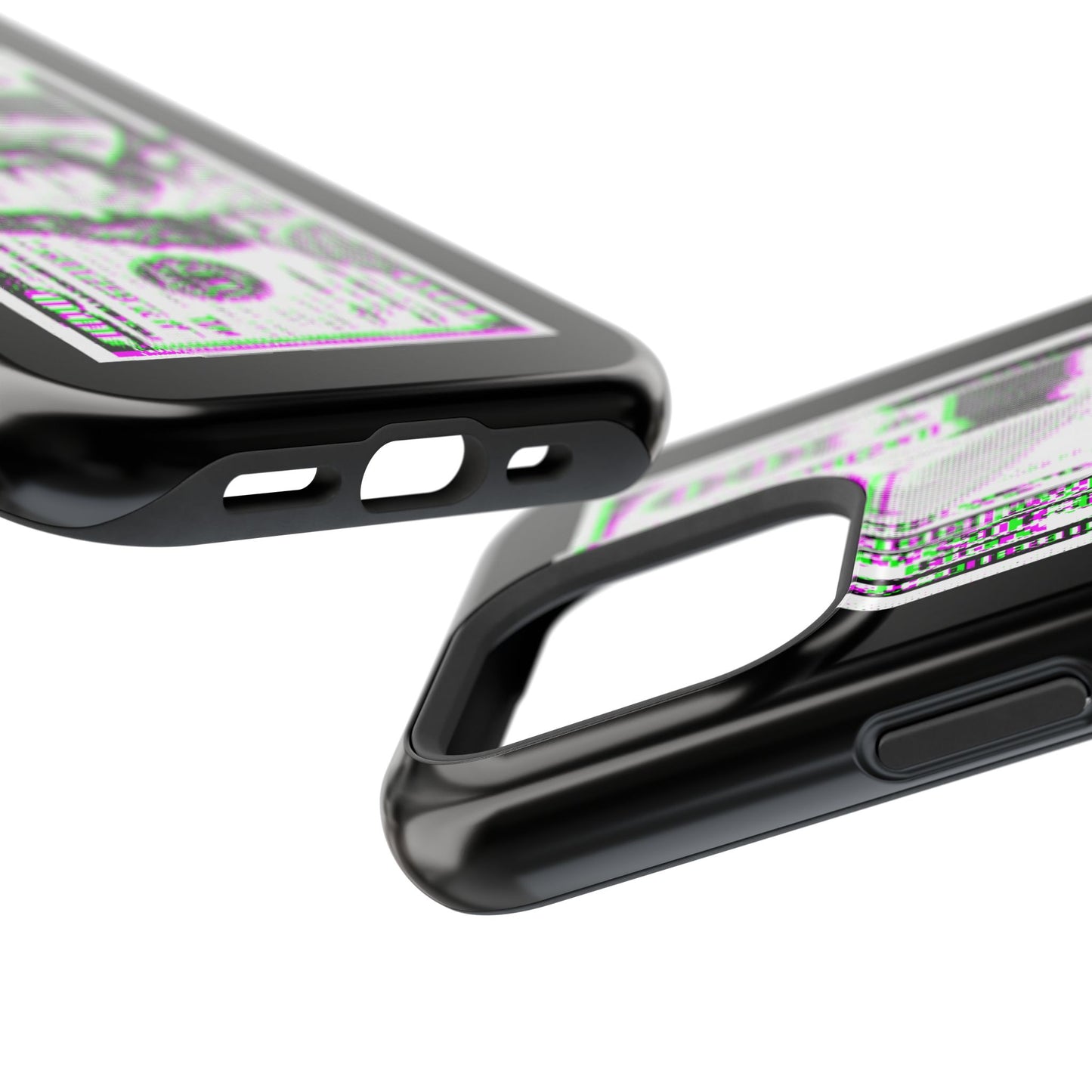 100 Dollars Bill - Green/Magenta Glitch - Magnetic Phone Case