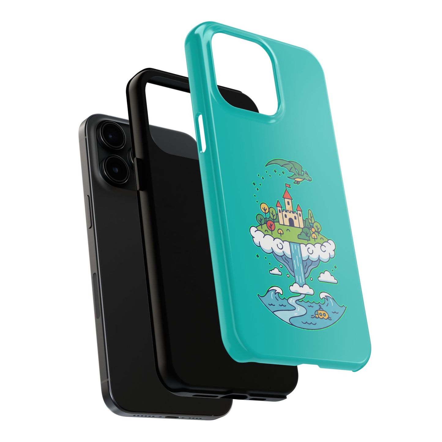 Floating Castle Dragon - Magical Fantasy Island - Phone Case