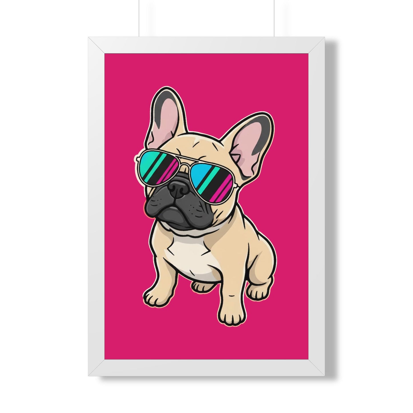 French Bulldog with Sunglasses - Framed Poster