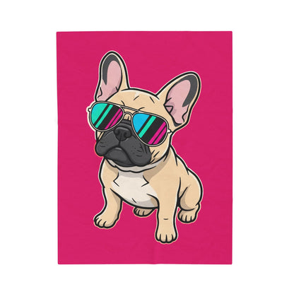 French Bulldog with Sunglasses - Plush Blanket