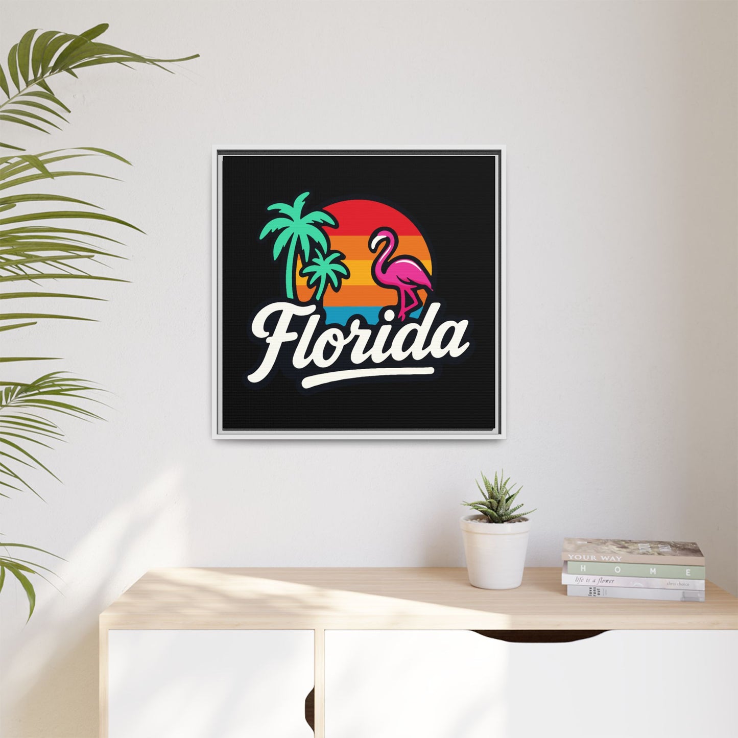 Florida Sunset Palm - Framed Canvas