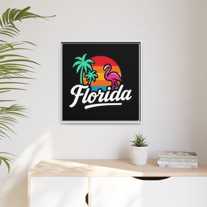 Florida Sunset Palm - Framed Canvas