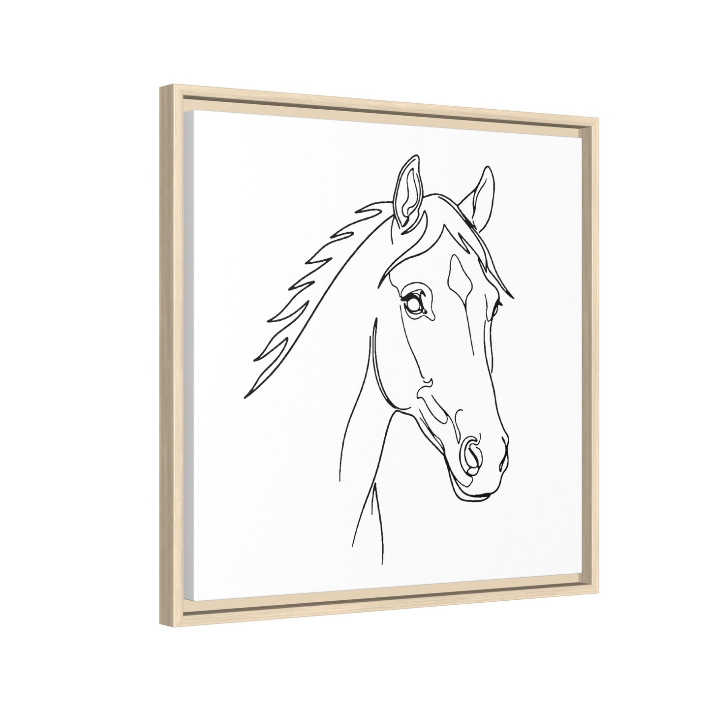 Horse Portrait Sketch - Framed Canvas