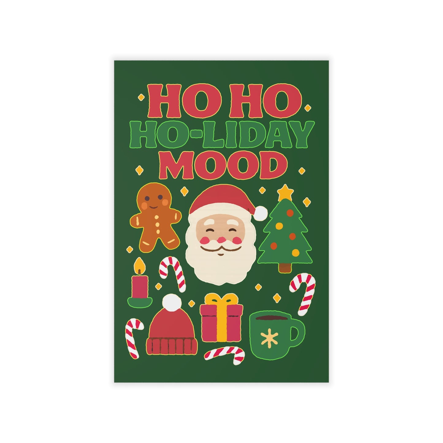 Festive Wall Decals, Ho Ho Ho-liday Mood Decor for Christmas, Holiday Party, Kids Room, Winter Decor, Seasonal Wall Art