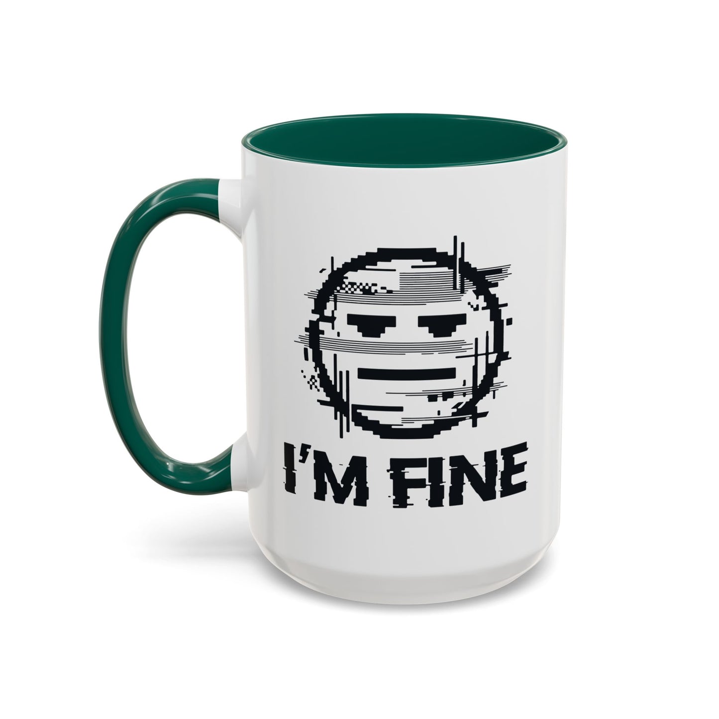 I’m Fine Glitched Smiley - Color Accent Mug