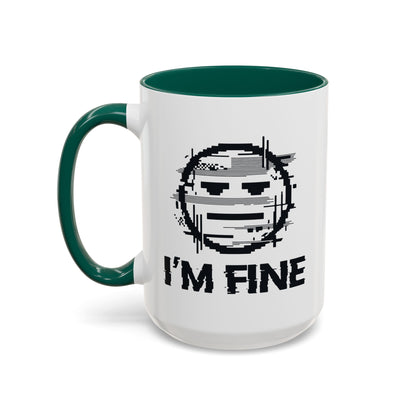I’m Fine Glitched Smiley - Color Accent Mug
