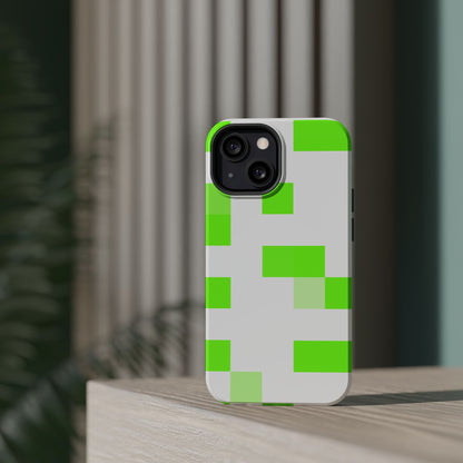 Lime Green Pixel Grid - Magnetic Phone Case