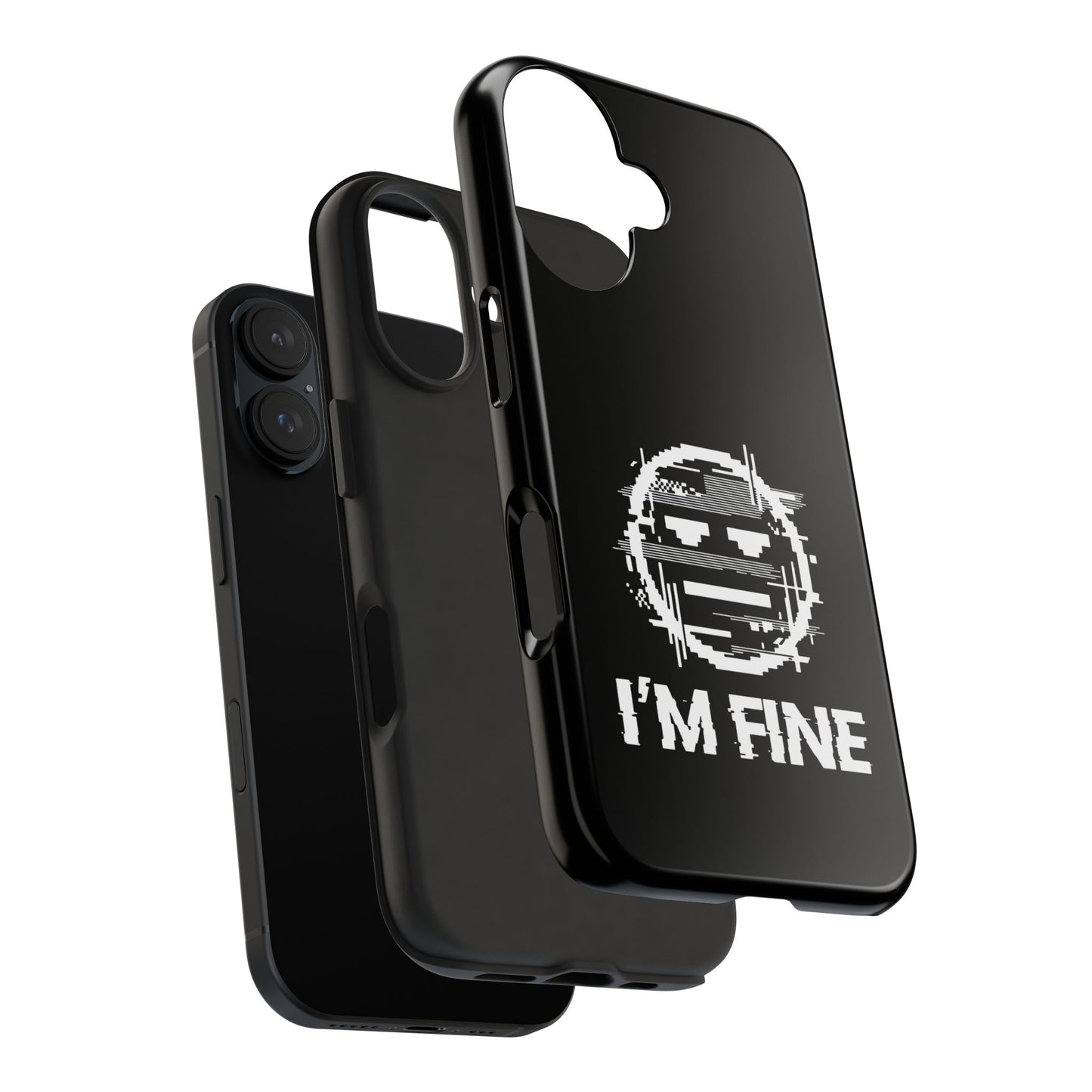 I’m Fine Glitched Smiley - Phone Case