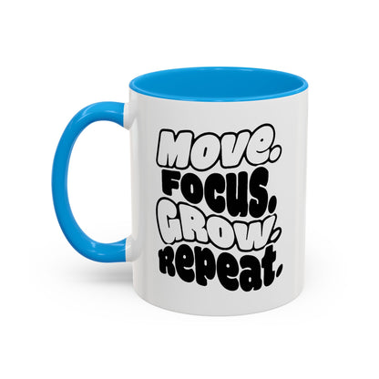 Move. Focus. Grow. Repeat. - Colorful Mug