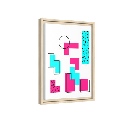 Retro Geometric Vibes - Framed Canvas