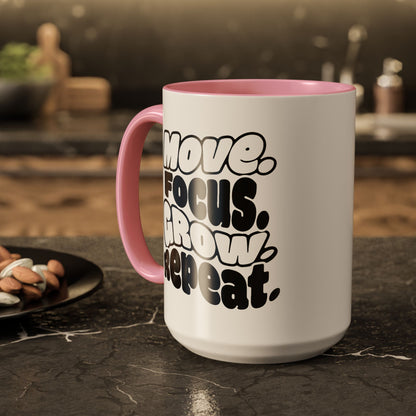 Move. Focus. Grow. Repeat. - Colorful Mug