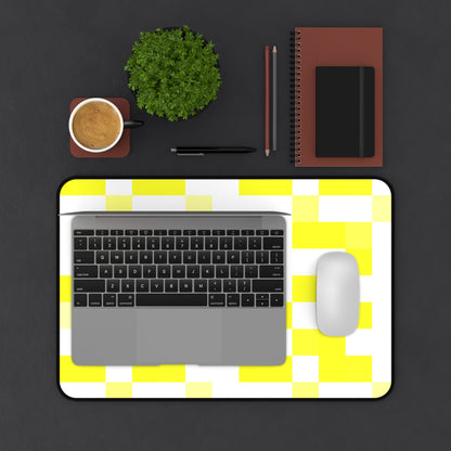Yellow Pixel Grid - Desk Mat