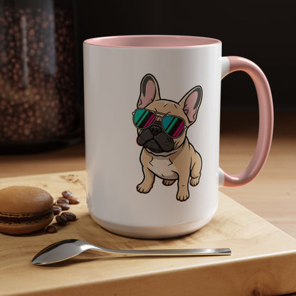 French Bulldog with Sunglasses - Color Accent Mug