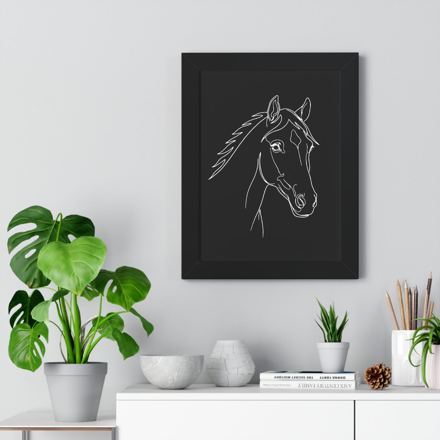 Horse Portrait Sketch - Framed Poster