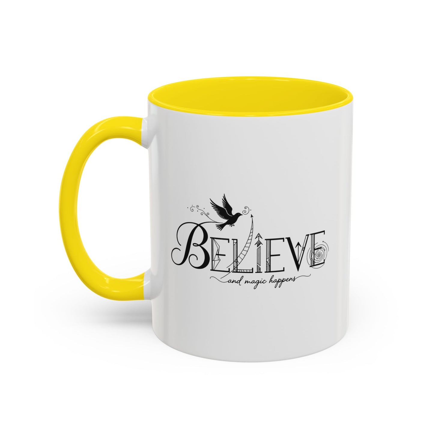 Believe and Magic Happens - Color Accent Mug