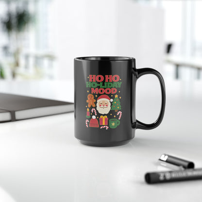 Festive Holiday Mug, 'Ho Ho Ho-liday Mood' Coffee Cup for Christmas, Gift for Him/Her, Cheerful Coffee Mug, Cute Holiday Decor