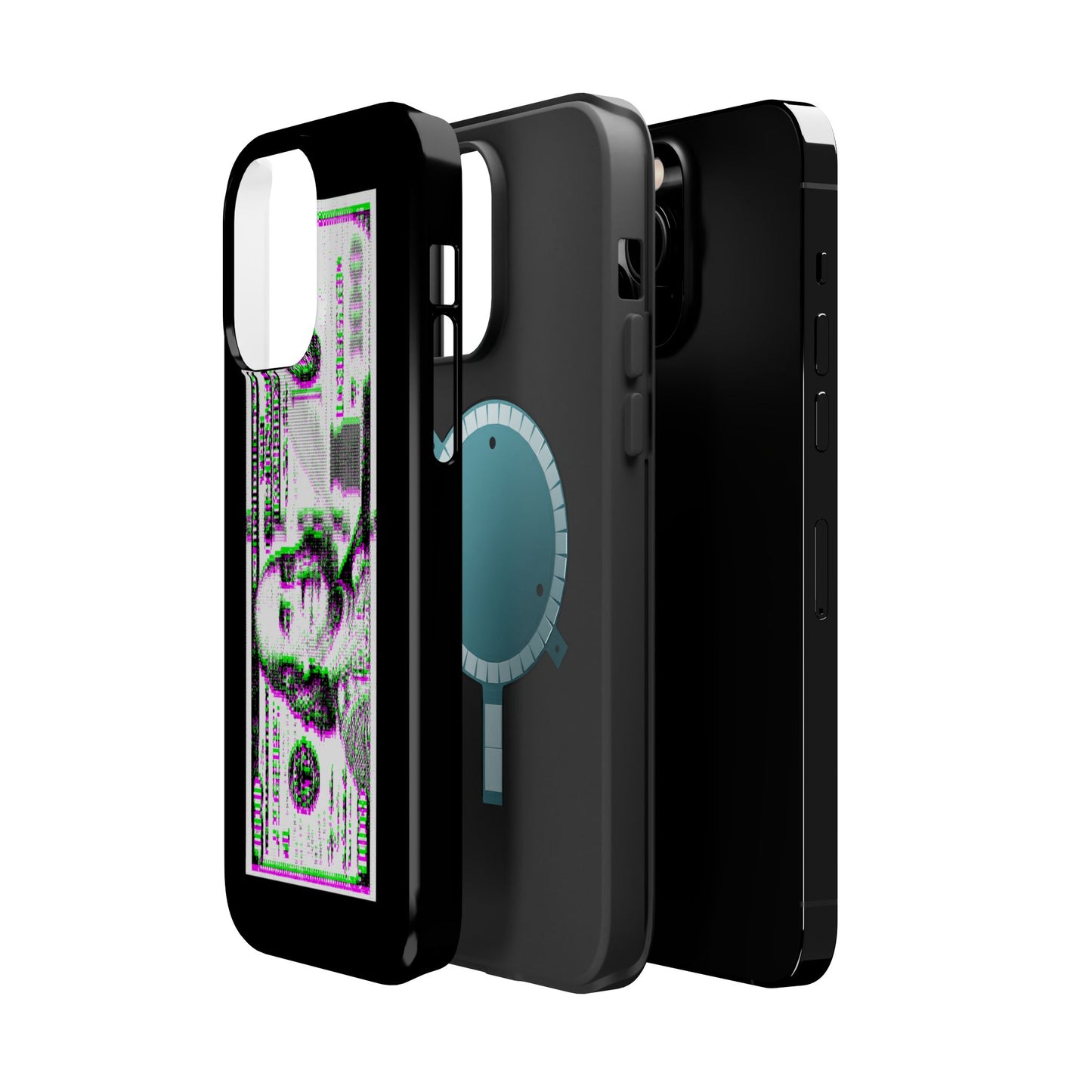 100 Dollars Bill - Green/Magenta Glitch - Magnetic Phone Case