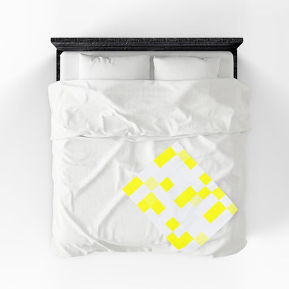 Yellow Pixel Grid - Plush Blanket
