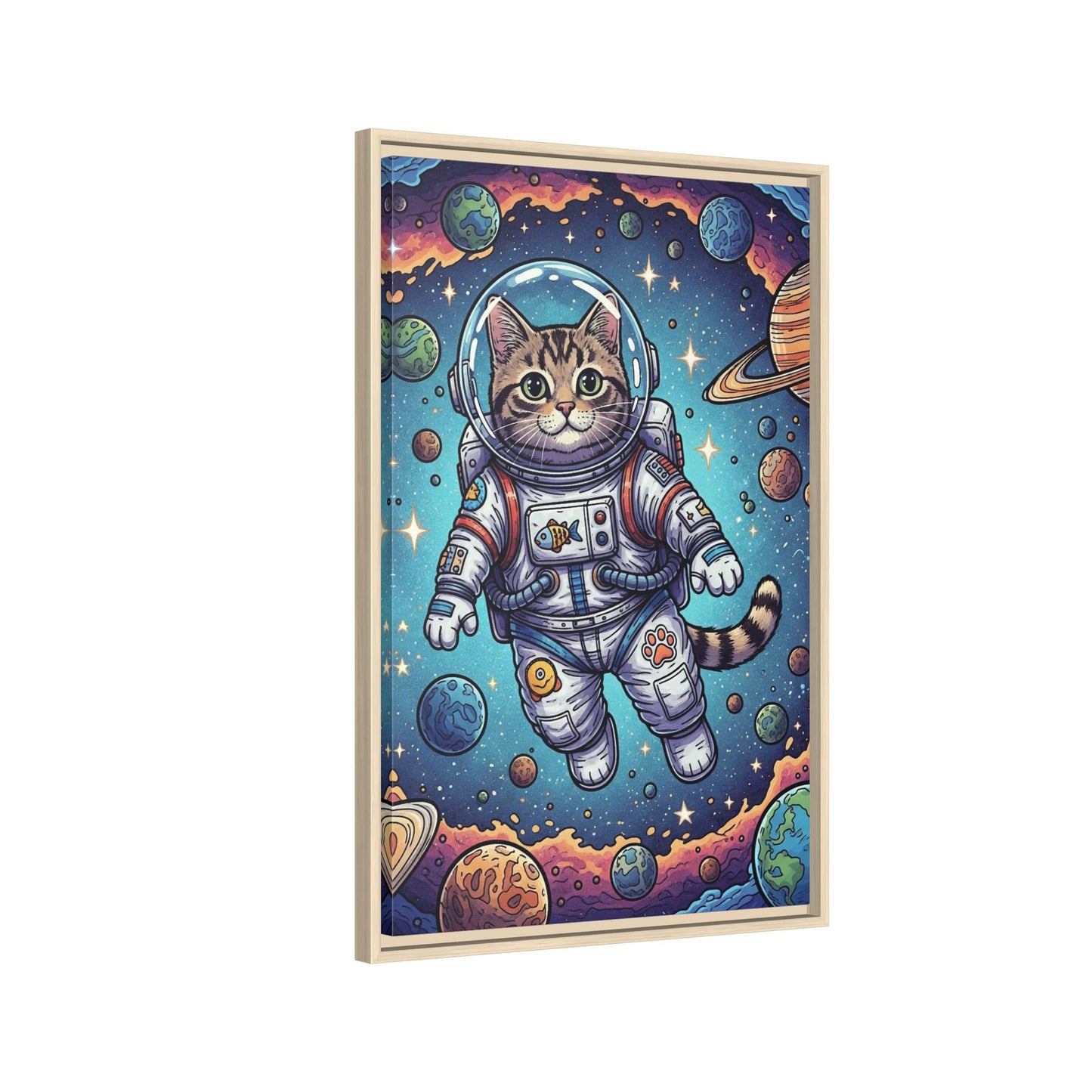Astronaut Cat - Framed Canvas