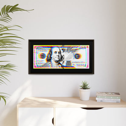 100 Dollars Bill - Neon Color Explosion - Framed Canvas