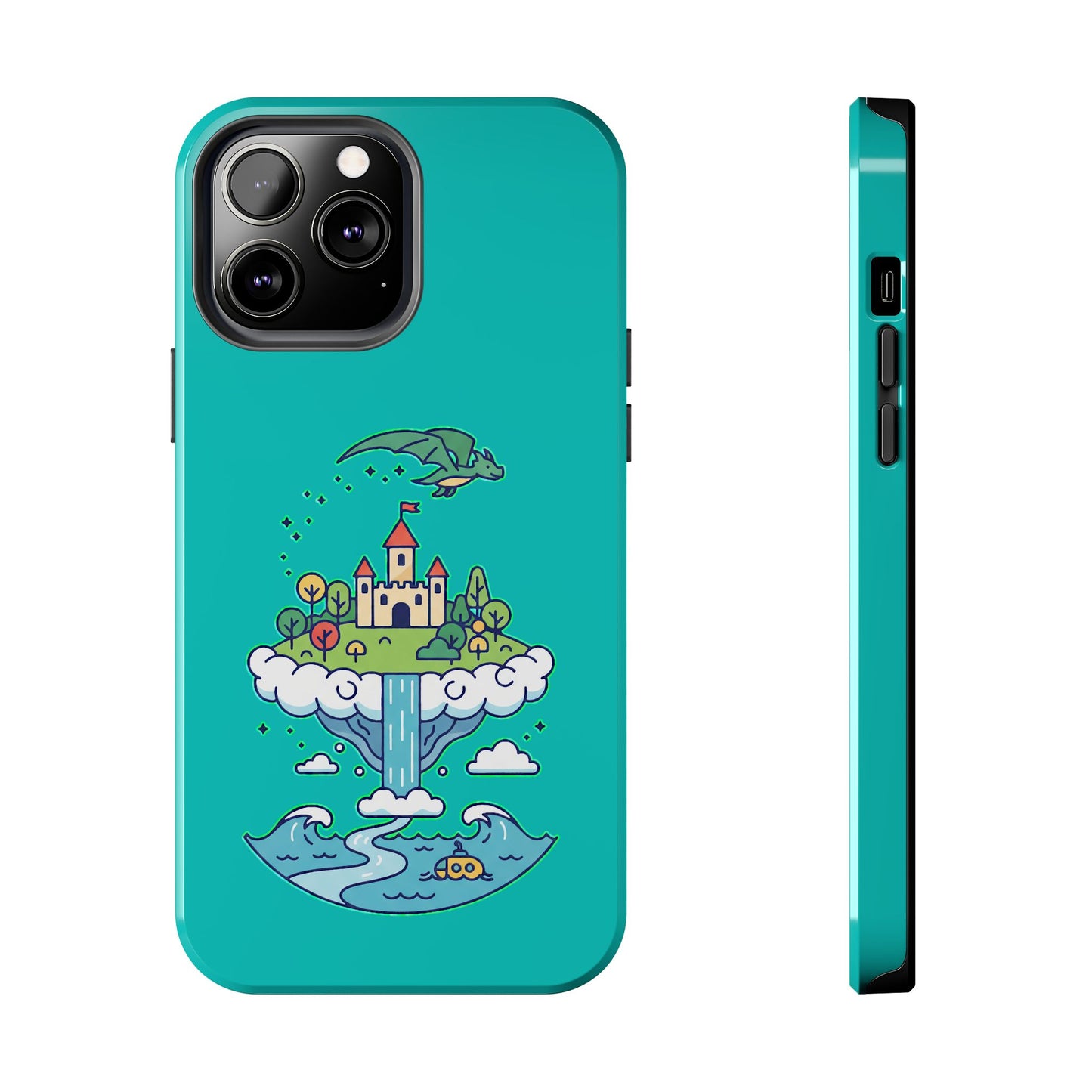 Floating Castle Dragon - Magical Fantasy Island - Phone Case