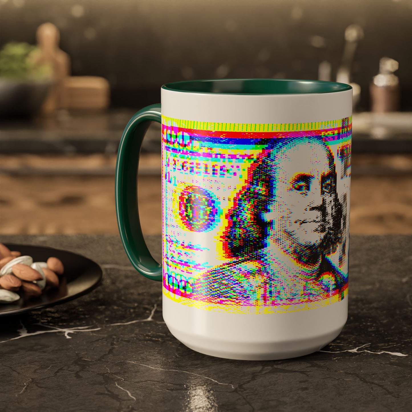 100 Dollars Bill - Neon Color Explosion - Color Accent Mug