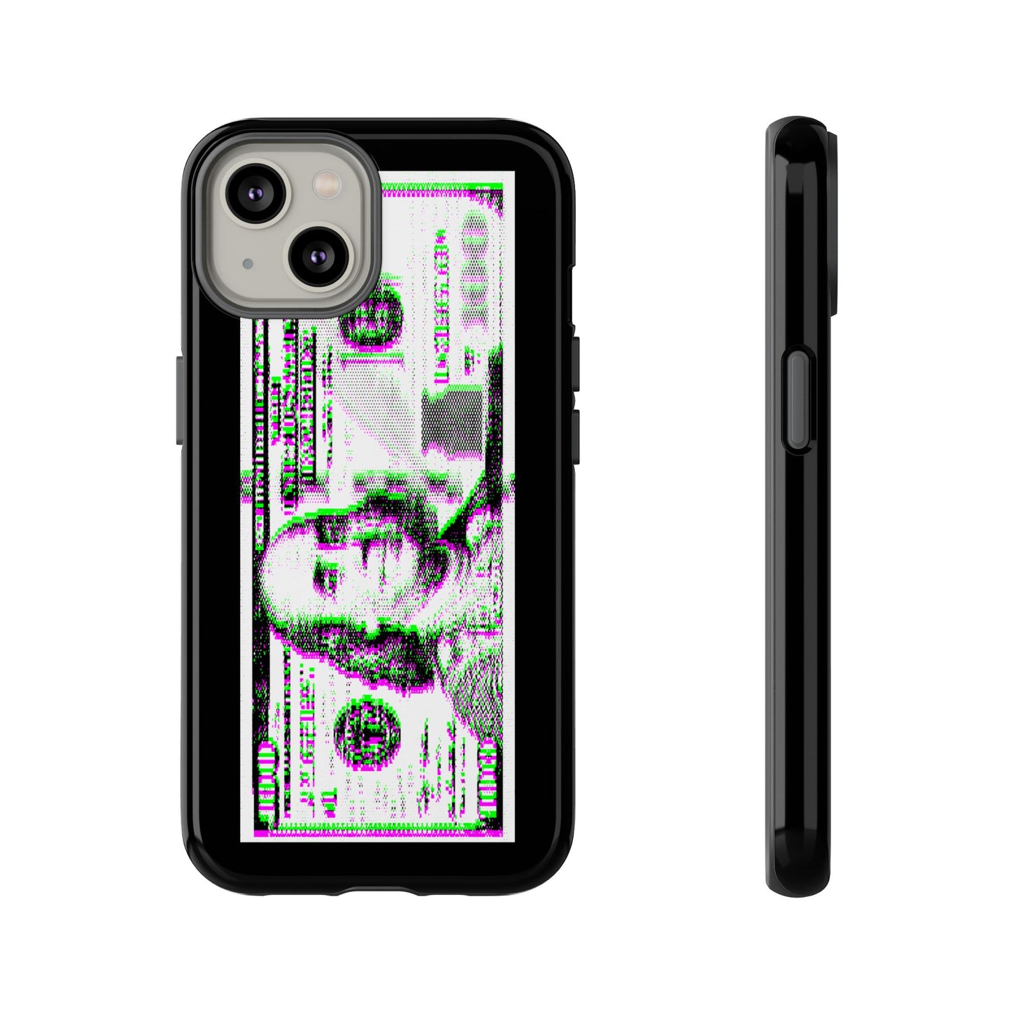100 Dollars Bill - Green/Magenta Glitch - Phone Case