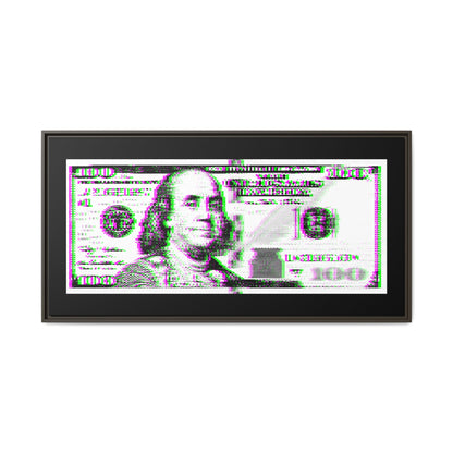 100 Dollars Bill - Green/Magenta Glitch - Framed Canvas